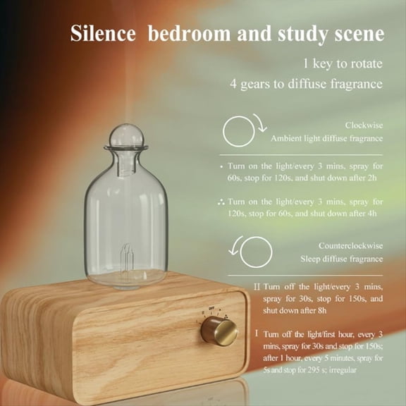 Nebulizing Essential Oil Diffusers Cordless Rechargeable Wooden Glass Cold Aroma Diffuser for Living Room Home Office
