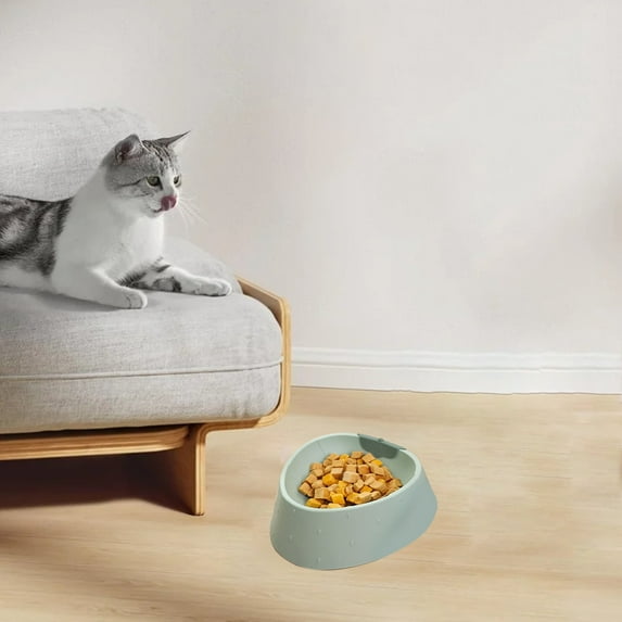 Nebwoak Anti-Tip Non-Slip Strawberry Cat Bowl - BPA-Free Plastic Pet Food Bowl for Kitten & Adult Cat, Bright Green Cute Comfortable Dining Bowl