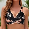 thumbnail image 1 of EWASWON Black and Floral Tropical Bikini Set, Halter Neck with Removable Pads and 4-Way Stretch,Pink,Size L, 1 of 3