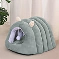 thumbnail image 1 of Calming Cat Cave Bed Warm Winter Plush Anti Anxiety Pet Bed for Small Cats/Kittens, Semi-Enclosed Washable Bed with Removable Cushion & Pom-Pom Toy, 16.92"L x 13.77"W, 1 of 7
