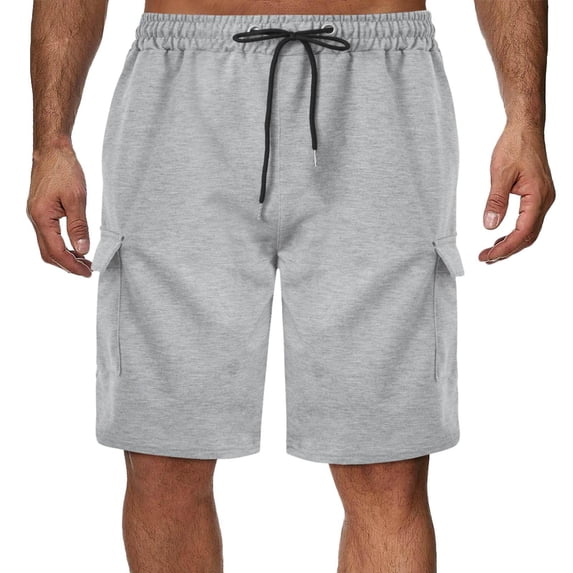 Nebwoak Cargo Shorts for Men- Soft Relaxed Fit Summer Elastic Waist Casual Shorts Gray Size 28