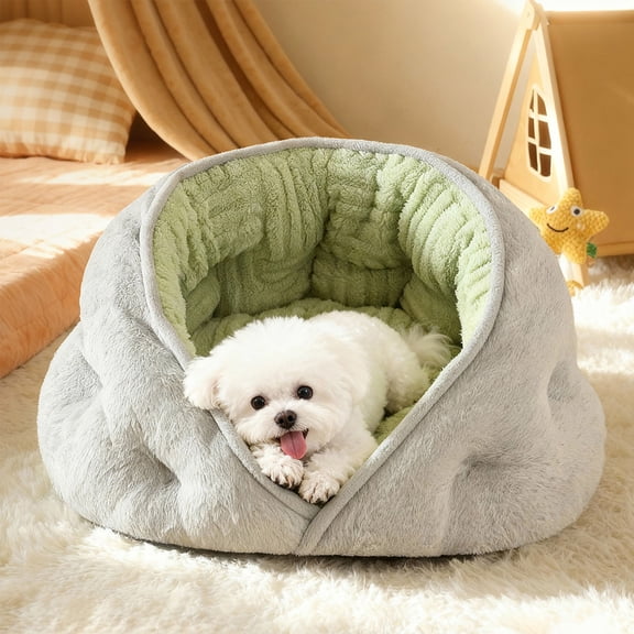 Cat Bed, Small Dog Bed - Winter Warm Plush Cave Bed for Small Pets, Enclosed Cozy Cloud Shaped Pet Pod for Cats & Small Dogs Like Maltese, Soft Washable
