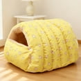 thumbnail image 1 of Nebwoak Cat Cave Bed, Enclosed Warm Plush Cat Bed with Removable Washable Cover, Winter Cozy Pet Bed for Cats and Small Dogs, Cute Lemon Pattern, 1 of 6