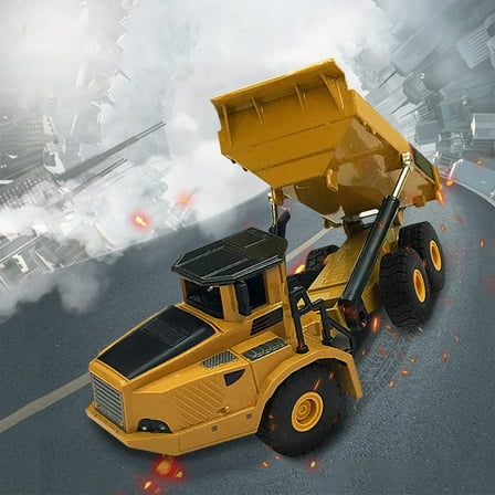 Nebwoak Die-Cast 1:50 Scale Orange Dump Truck Toy, Push-and-Go with Movable Parts, Construction Truck for Ki-ds 3+, Tod-dler Gift