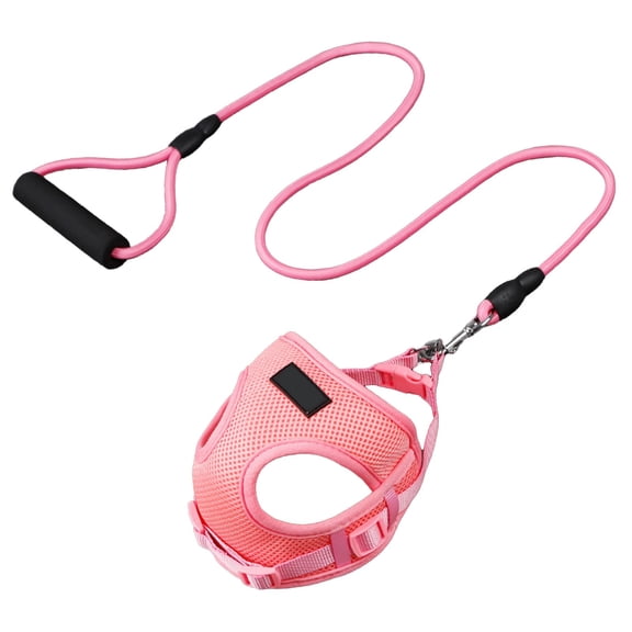 Nebwoak Dog Harness with Leash for Small Medium Dogs, Nylon Breathable Mesh, Reflective, Adjustable Escape-Proof, Pink Walking Harness Set