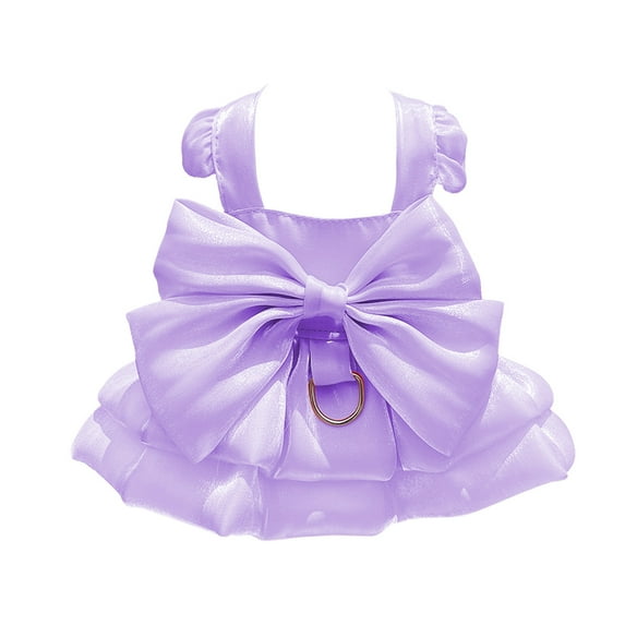 Nebwoak Dog Wedding Dress with Leash Attachment, Purple Medium Dog Bridal Gown with Bow, Cute Puppy Formal Dress for Weddings Photoshoots Parties