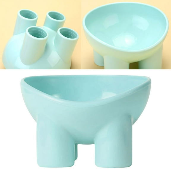 Nebwoak Elevated Pet Bowl for Cats & Dogs - Plastic, Anti-Tip, Easy Clean (Blue/Olive/Cream)