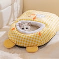 thumbnail image 1 of Nebwoak Enclosed Cat Bed for Winter - Self-Warming Plush Cave Pet Bed for Cats & Small Dogs, Foldable Soft Heated Cat Bed with Cushion, Grey Checkered Print, 21.65", 1 of 6