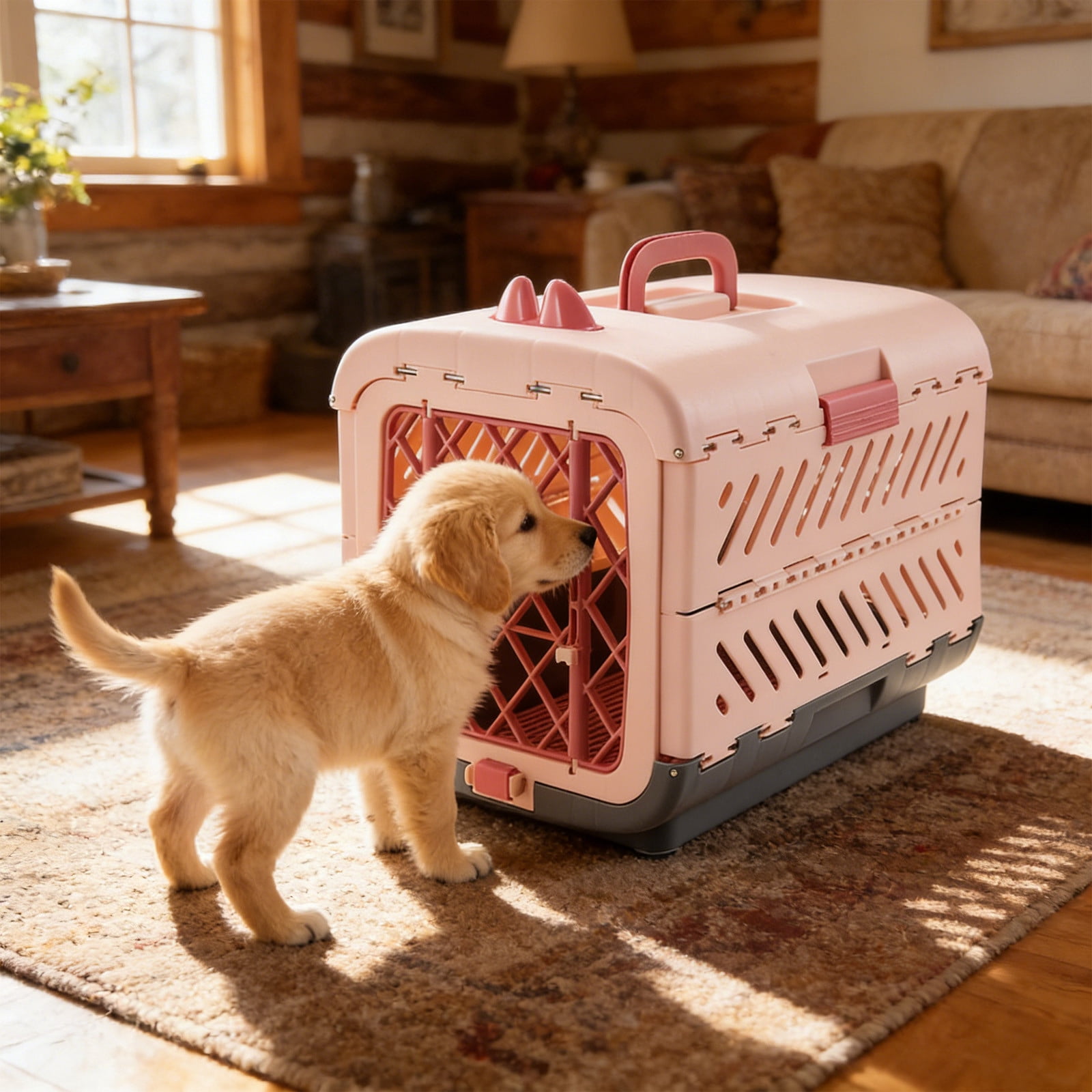 Nebwoak Foldable Soft Sided Pet Carrier for Small Dogs and Cats, Airline Approved Travel Portable Collapsible Kennel with Car Safety Strap Loops