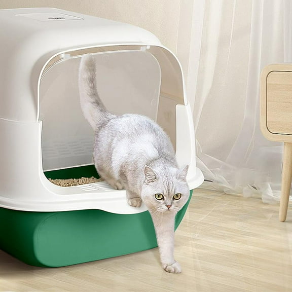 Nebwoak Fully Enclosed Cat Litter Box - Odor-Proof, Splash-Proof, Extra Large Paper Litter Box (50x35x33cm) with Observation Window, Non-Slip Base, Easy to Clean, Green
