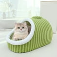 thumbnail image 1 of Nebwoak Green Enclosed Cat Bed - Soft Plush Polyester Sleeping Nest, Machine Washable Warm Burrowing Bed for Small Medium Large Cats, Portable Indoor Pet Sleep Supplies, 1 of 5