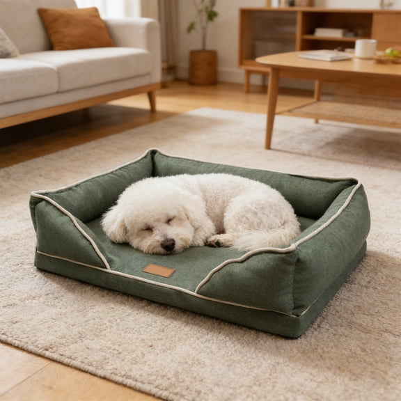 Nebwoak Green Pet Washable Dog Cat Bed, Non-Slip Reversible Pet Mat with Removable Cover for Crate Travel Sofa Floor, Portable Small Puppy Sleeping Pad