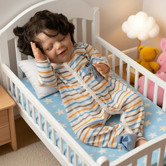 Nebwoak Lifelike Reborn Ba-by Doll 18 Inch, Vinyl & Cloth Body, Posable Arms & Legs, Soft Cuddly Washable, Gift for Ki-ds 3+ - Christmas Birthday