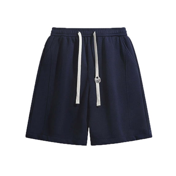 Nebwoak Men's Athletic Shorts- Elastic Waist Summer Relaxed Fit Cotton Active Running Shorts with Pockets Navy Size 3XL