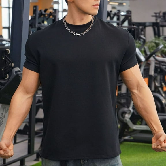 EWASWON Men's Basic Cotton Crew Neck T-Shirts Pack - Soft Everyday Casual Short Sleeve Tees,Black,Size 2XL