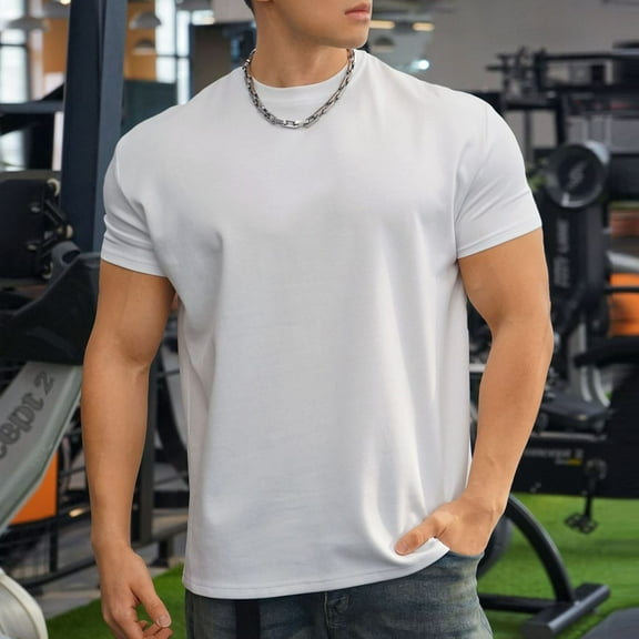 EWASWON Men's Basic Cotton Crew Neck T-Shirts Pack - Soft Everyday Casual Short Sleeve Tees,White,Size XL