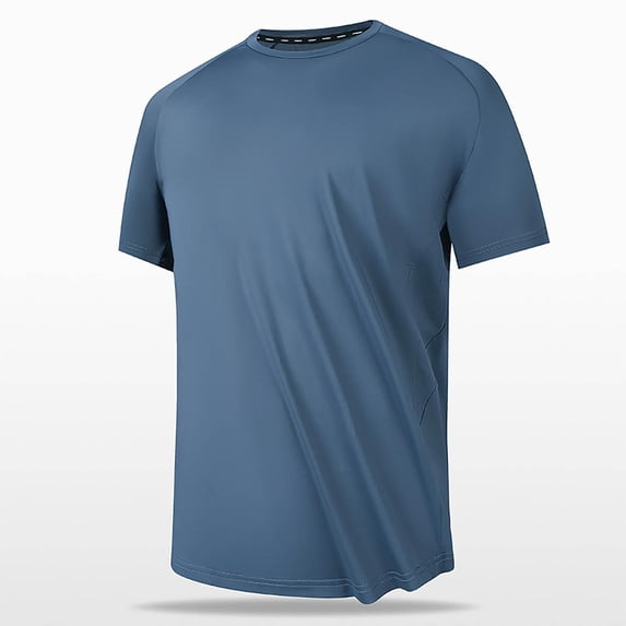 Nebwoak Men's Basics T Shirts- Short Sleeve Summer Loose Fit Casual Soft Tees Blue Size 4XL