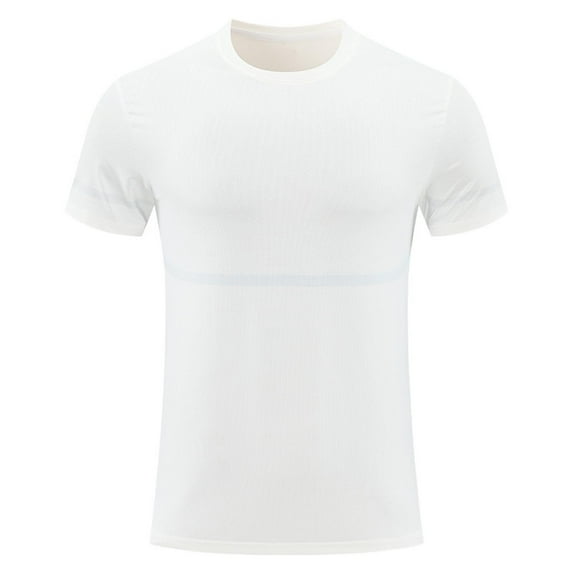 EWASWON Men's Breathable Mesh T-Shirts for Summer - Lightweight Casual Short Sleeve Crew Neck Tee,White,Size L
