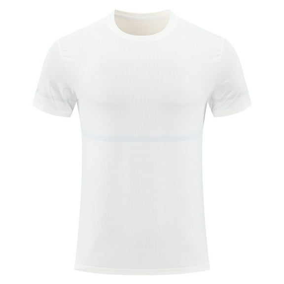 EWASWON Men's Breathable Mesh T-Shirts for Summer - Lightweight Casual Short Sleeve Crew Neck Tee,White,Size XL