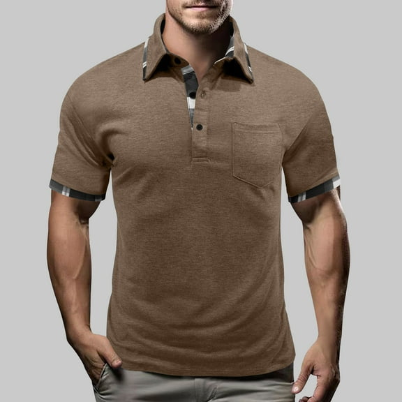 EWASWON Men's Casual Short Sleeve Pocket T-Shirts, Soft Cotton Crew Neck Tees for Everyday Comfort,Khaki,Size M