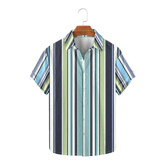 EWASWON Men's Casual Striped Short Sleeve T-Shirt, Cotton Blend Crew Neck Summer Shirt for Daily Wear,Multicolor,Size 3XL