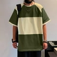 thumbnail image 1 of EWASWON Men's Casual Striped Short Sleeve T-Shirt - Loose Fit Cotton Tee for Summer,Army Green,Size XL, 1 of 8