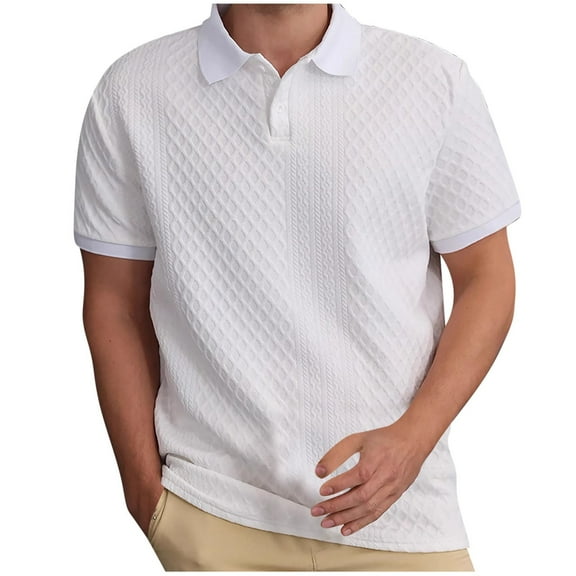 EWASWON Men's Classic Fit Short Sleeve Polo Shirt - Breathable Cotton Pique, Solid Colors for Business Casual & Summer,White,Size S