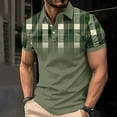 thumbnail image 1 of EWASWON Men's Classic Polo Shirts Short Sleeve Plaid Print Casual & Business Olive Green T-Shirts,Gray,Size M, 1 of 5