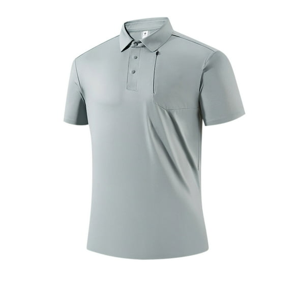 EWASWON Men's Polo Shirt Short Sleeve Casual T-Shirt with Pocket - Summer Olive,Gray,Size 2XL