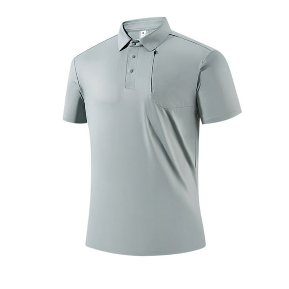 EWASWON Men's Polo Shirt Short Sleeve Casual T-Shirt with Pocket - Summer Olive,Gray,Size 4XL