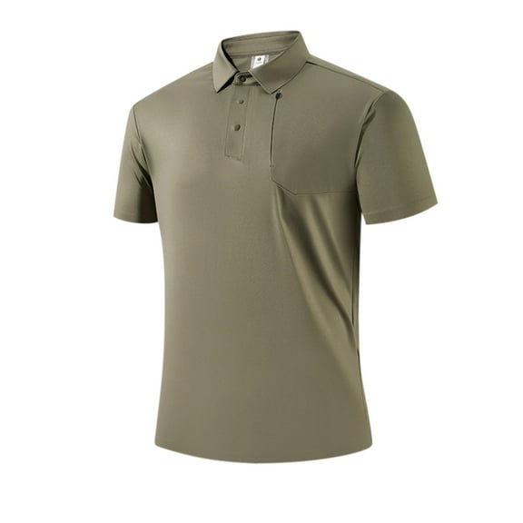 EWASWON Men's Polo Shirt Short Sleeve Casual T-Shirt with Pocket - Summer Olive,Green,Size 2XL