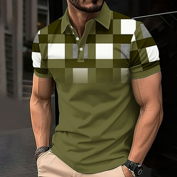 EWASWON Men's Retro Graphic Polo Shirts Short Sleeve Casual Poly Cotton Blend T-Shirts,Black,Size S