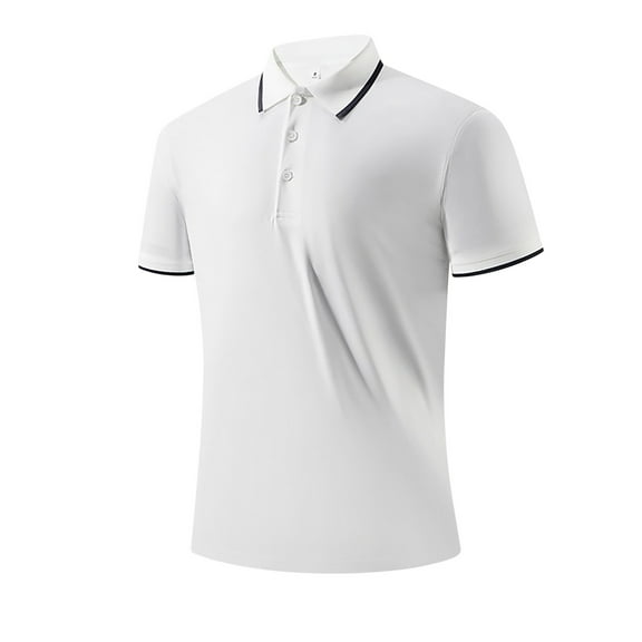 EWASWON Men's Short Sleeve Crew Neck T-Shirts - Poly-Cotton Blend Casual Work Shirts for Summer, Navy Blue & White Solid Colors,White,Size 3XL