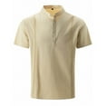 thumbnail image 1 of EWASWON Men's Short Sleeve Henley Neck Cotton T-Shirts - Breathable Casual & Light Business Crewneck Tee,Khaki,Size L, 1 of 3