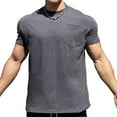 thumbnail image 1 of EWASWON Men's Slim Fit Cotton T-Shirt with Pocket - Gym and Casual Wear, Solid Color Crew Neck Short Sleeve Shirts,Gray,Size XL, 1 of 3