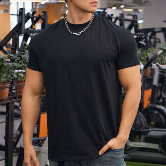 Men's Slim Fit Crew Neck T-Shirts - Soft Cotton Casual Tees for Everyday Wear,Black,Size 3XL