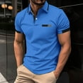 thumbnail image 1 of EWASWON Men's Slim Fit Short Sleeve Polo Shirt - Breathable Moisture-Wicking for Casual & Work,Blue,Size L, 1 of 9