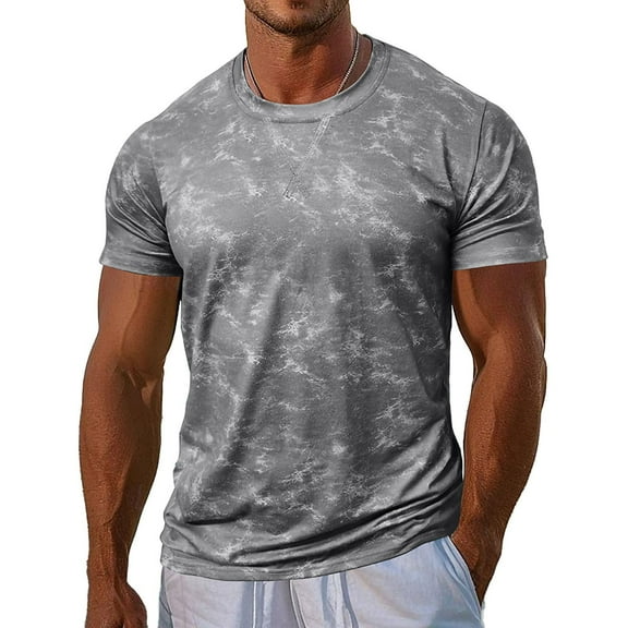 EWASWON Men's Slim Fit Vintage Graphic T-Shirts, Moisture-Wicking Cotton Blend Gym & Casual Short Sleeve Tees,Gray,Size 2XL