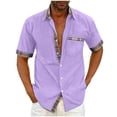 thumbnail image 1 of Nebwoak Mens Casual Button Down Shirts with Pockets- Casual Short Sleeve Fashion Loose Fit Beach Shirts Purple Size L, 1 of 6
