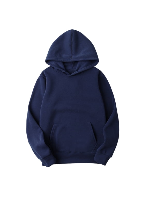 Mens Classic Hoodie- Long Sleeve Pullover Regular fit Casual Hooded Sweatshirt Navy Size XL