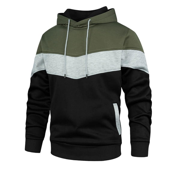Nebwoak Mens Color Block Fleece Lined Hoodies- Long Sleeve Pullover Warm Casual Hooded Sweatshirt Black Size S