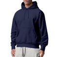 thumbnail image 1 of Nebwoak Mens Fleece Hoodies with Pockets- Casual Fall Long Sleeve Loose Drawstring Sweatshirt Navy Size L, 1 of 5
