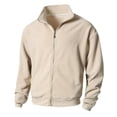 thumbnail image 1 of Nebwoak Mens Fleece Jackets- Casual Lightweight Full Zip Soft Fall Track Jacket Beige Size XL, 1 of 5