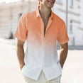 thumbnail image 1 of Nebwoak Mens Gradient Button Down Shirts- Summer Short Sleeve Casual Regular Fit Fashion Shirts with Pocket Orange Size 2XL, 1 of 6