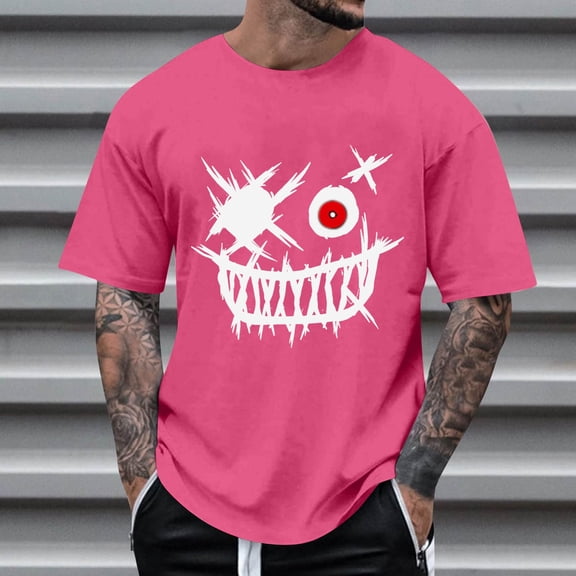 Nebwoak Mens Graphic T Shirts- Fashion Summer Short Sleeve Casual Funny Shirts Red Size M