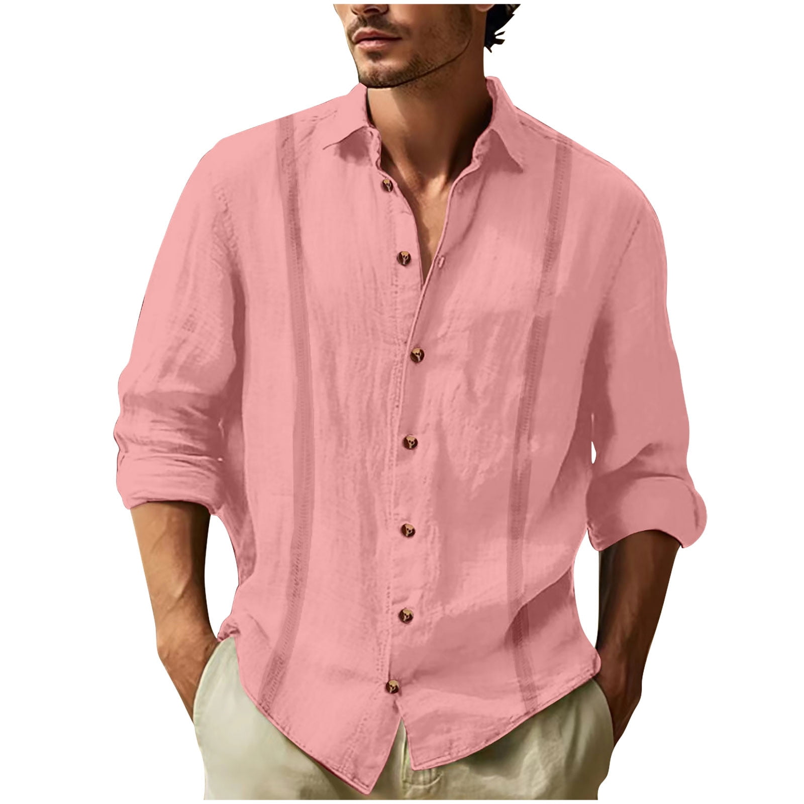 Nebwoak Mens Linen Shirts- Long Sleeve Button Down Turndown Collar Casual Dress Shirts Pink Size M - Walmart.com Nebwoak Mens Linen Shirts- Long Sleeve Button Down Turndown Collar Casual Dress Shirts Pink Size M - Walmart.com