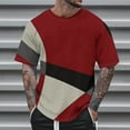 thumbnail image 1 of Nebwoak Mens Oversized T Shirts- Casual Summer Crewneck Fashion Short Sleeve Color Block Shirts Red Size 4XL, 1 of 5