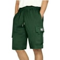 thumbnail image 1 of Nebwoak Mens Summer Cargo Shorts Baggy Stretch Casual Elastic Waist Active Sweat Shorts Army Green Size 38, 1 of 7