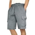 thumbnail image 1 of Nebwoak Mens Summer Cargo Shorts Elastic Waist Casual Baggy Stretch Active Sweat Shorts Gray Size 36, 1 of 7