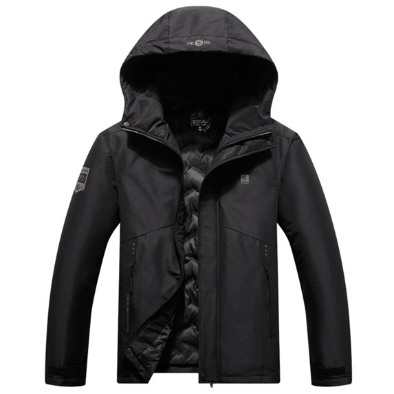 Nebwoak Mens Winter Coats With Hood- Midweight Casual Wear Resistant Warm Quilted Jacket Black Size S